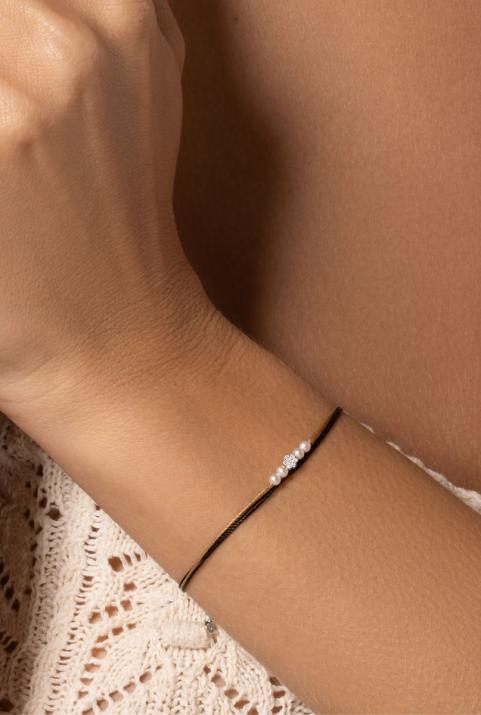 Pulsera multihilos para mujer con diamante de 0.5ct en oro blanco  - Redline - 0++