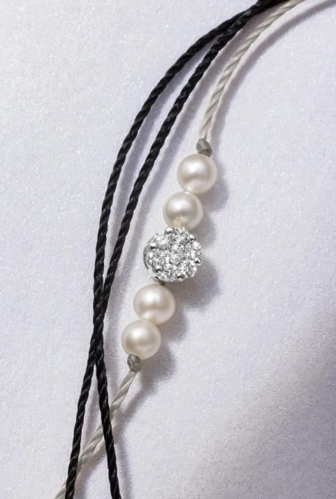 Pulsera multihilos para mujer con diamante de 0.5ct en oro blanco  - Redline - 0++