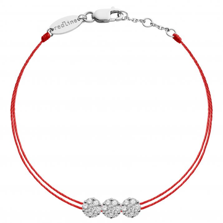 Pulsera multihilos con 3 diamantes 0.30ct en oro blanco - Redline - 0++