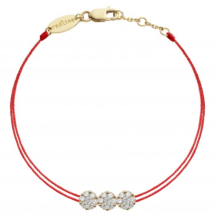 Pulsera multihilos con 3 diamantes 0.30ct en oro amarillo - Redline - 0++