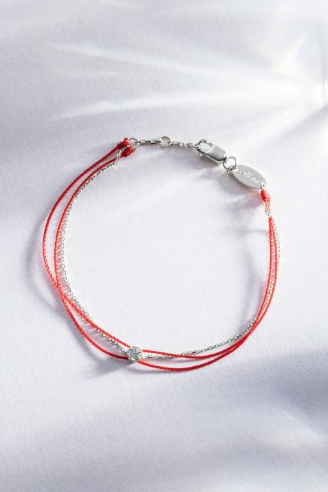 Pulsera multihilos twin para mujer con diamante de 0.5ct en oro blanco  - Redline - 0++