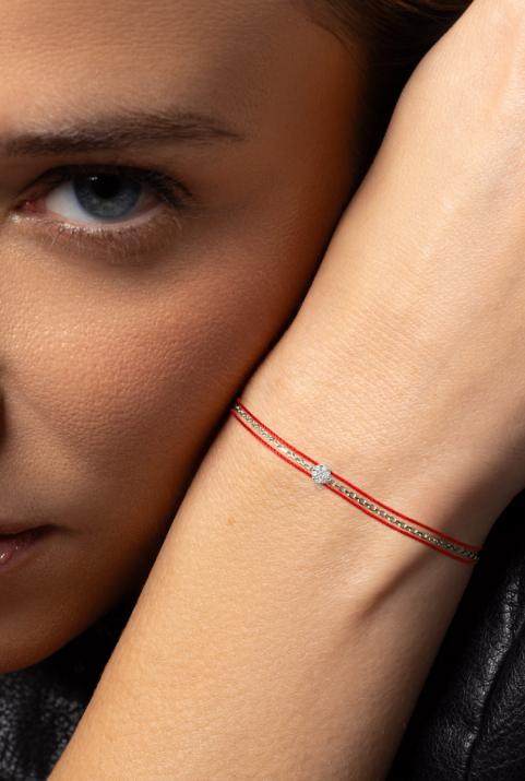 Pulsera multihilos twin para mujer con diamante de 0.5ct en oro blanco  - Redline - 0++