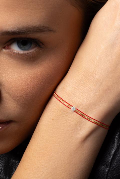 Pulsera multihilos twin para mujer con diamante de 0.5ct en oro amarillo - Redline - 0++
