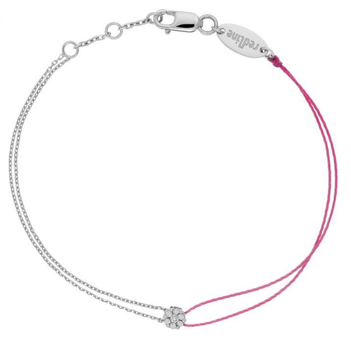 Pulsera hilo y cadena para mujer con diamante de 0.5ct en oro blanco  - Redline - 0++