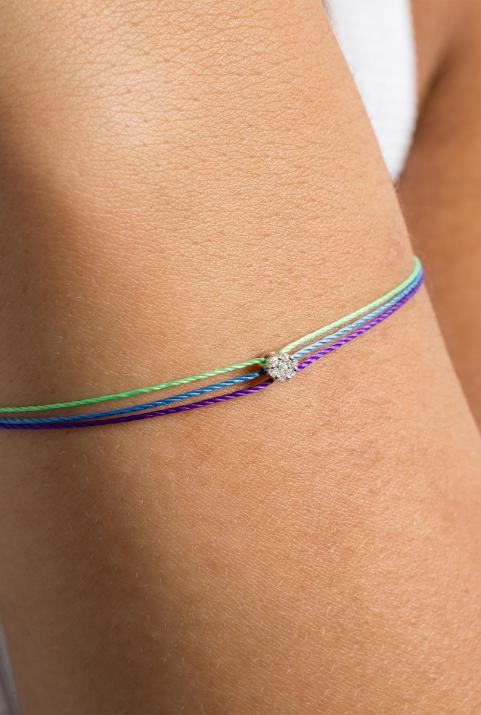 Pulsera multihilos para mujer con diamante de 0.05ct en oro blanco  - Redline - 0++