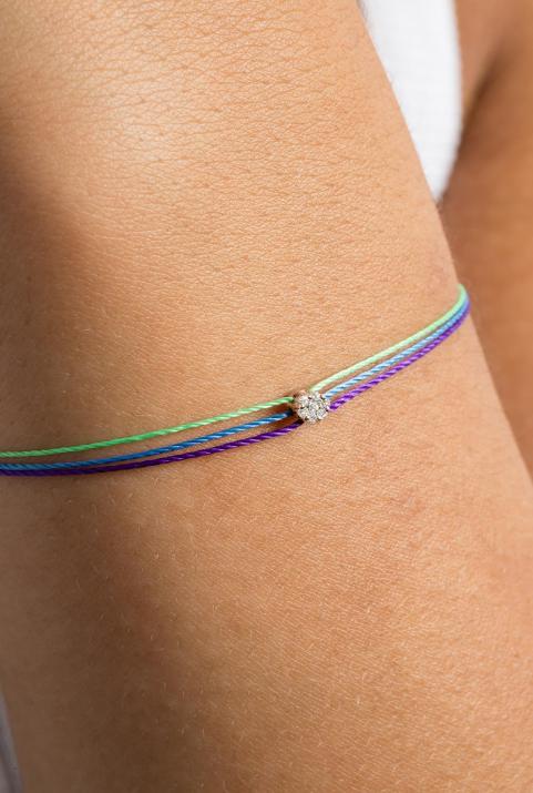 Pulsera multihilos para mujer con diamante de 0.05ct en oro rosa - Redline - 0++