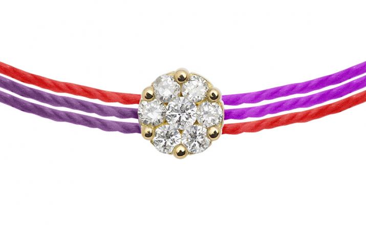 Pulsera multihilos para mujer con diamante de 0.05ct en oro amarillo - Redline - 0++