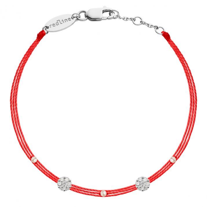 Pulsera multihilos para mujer con diamante de 0.10ct en oro blanco  - Redline - 0++