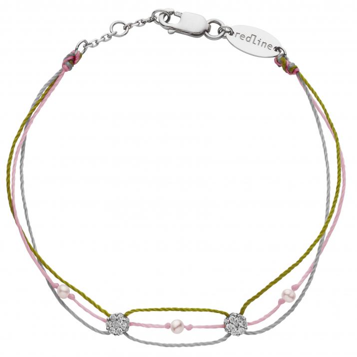 Pulsera multihilos para mujer con diamante de 0.10ct en oro blanco  - Redline - 0++