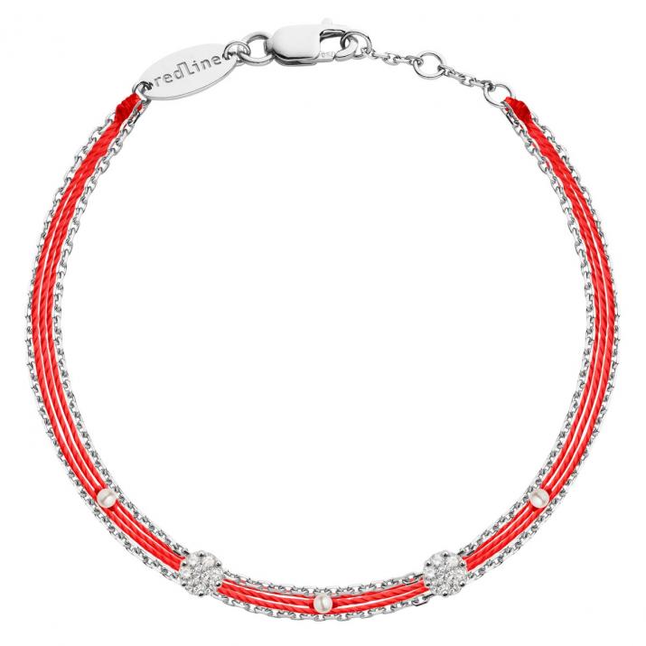 Pulsera multihilos para mujer con diamante de 0.10ct en oro blanco  - Redline