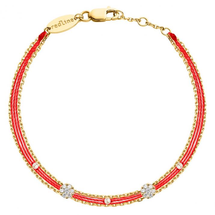 Pulsera multihilos para mujer con diamante de 0.10ct en oro amarillo - Redline