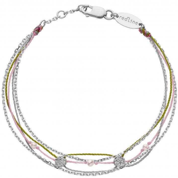 Pulsera multihilos para mujer con diamante de 0.10ct en oro blanco  - Redline - 0++