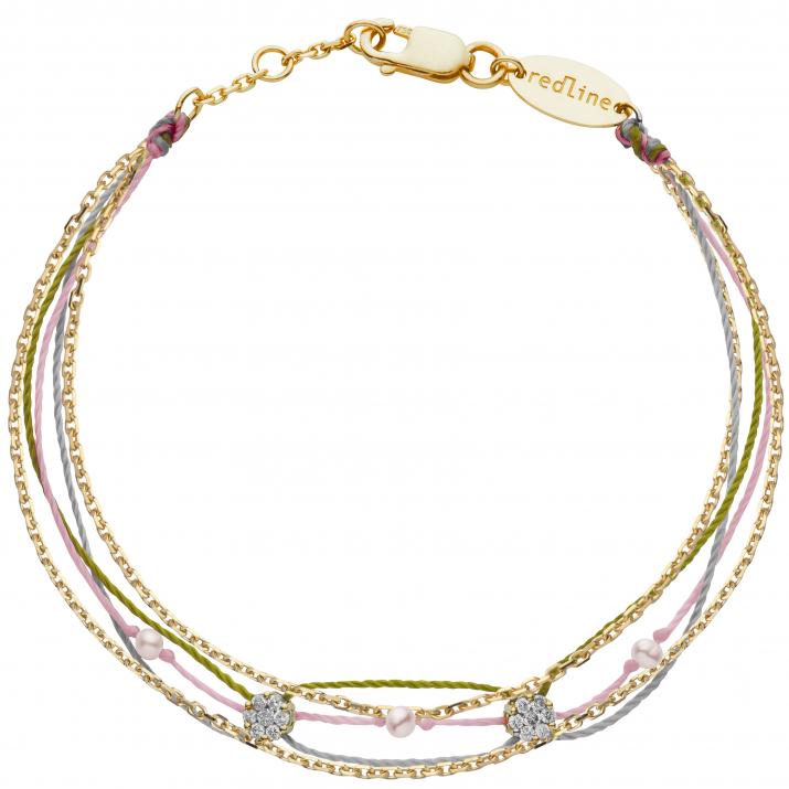 Pulsera multihilos para mujer con diamante de 0.10ct en oro amarillo - Redline - 0++