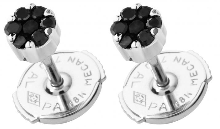 Pendientes en oro blanco 18K, diamantes negros 0,10 quilates - Redline - 0++
