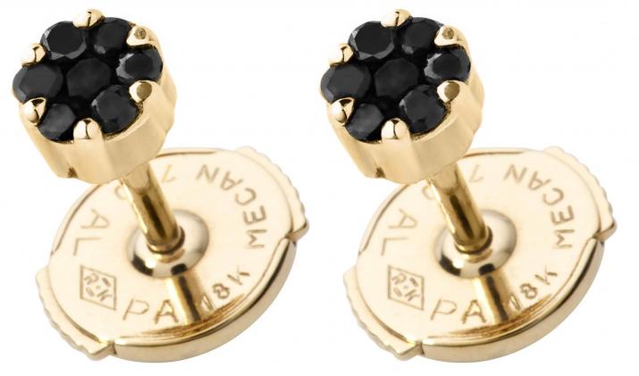 Pendientes en oro amarillo 18K, diamantes negros 0,10 quilates - Redline - 0++