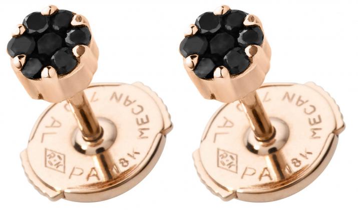 Pendientes en oro rosa 18K, diamantes negros 0,10 quilates - Redline - 0++