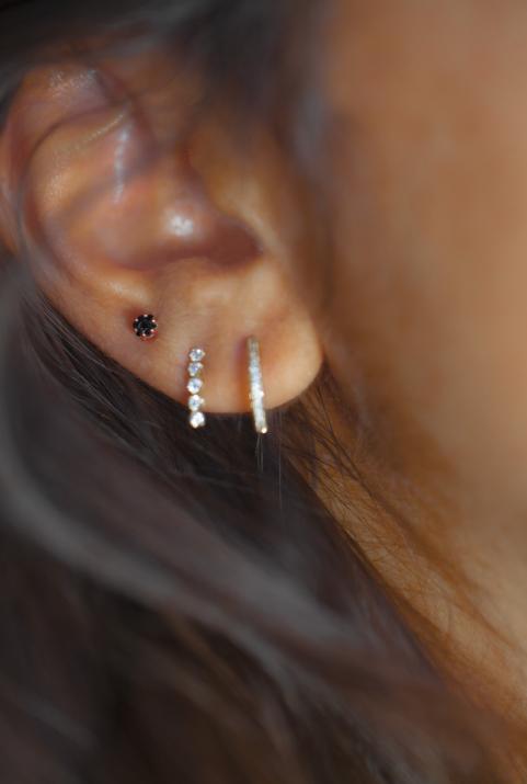 Pendientes en oro rosa 18K, diamantes negros 0,10 quilates - Redline - 0++