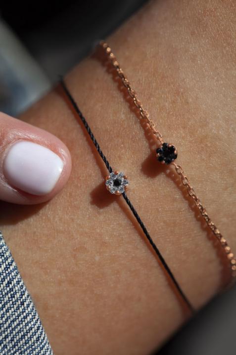 Pulsera en cadena con 0.5ct de diamantes negros en oro rosa - Redline - 0++