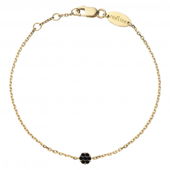 Chain Bracelet For Men with 0.05ct Round Black Diamond in Yellow Gold Cluster Setting - Redline - 0++