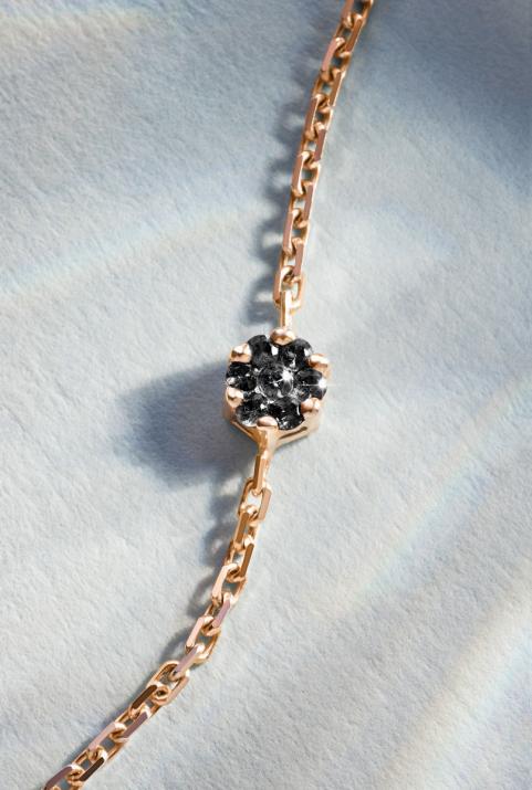 Pulsera en cadena con 0.5ct de diamantes negros en oro rosa - Redline - 0++