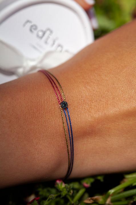 Pulsera multihilos para mujer con diamante negro de 0.05ct en oro negro - Redline - 0++