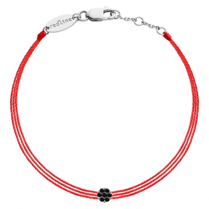 Pulsera multihilos para mujer con diamante negro de 0.05ct en oro blanco  - Redline