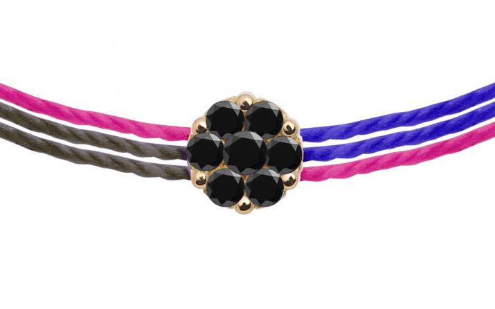 Pulsera multihilos para mujer con diamante negro de 0.05ct en oro amarillo - Redline - 0++
