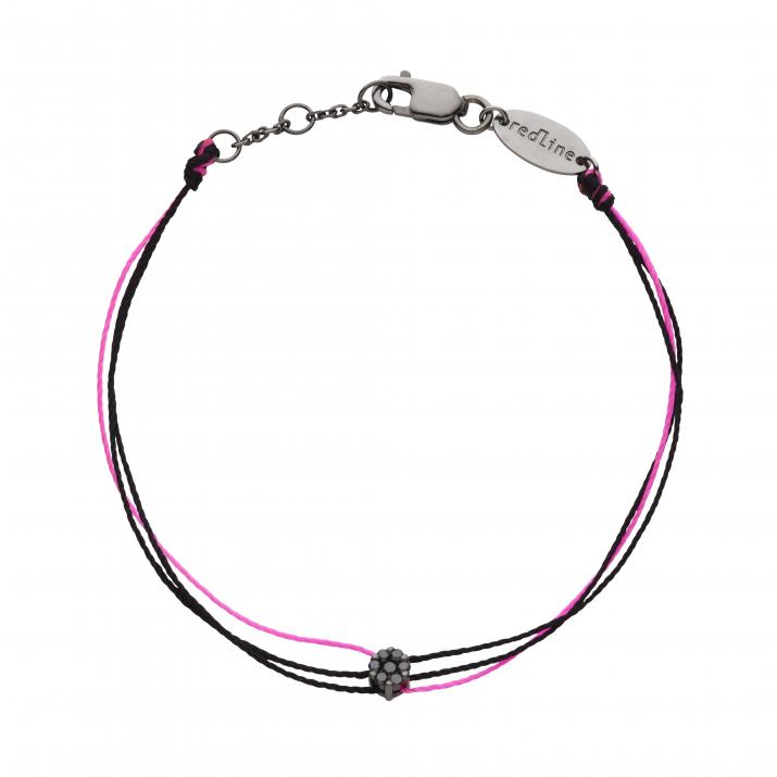 Pulsera multihilos para mujer con diamante negro de 0.05ct en oro negro - Redline - 0++