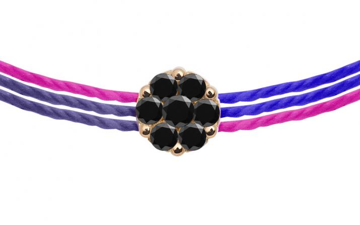 Pulsera multihilos para mujer con diamante negro de 0.05ct en oro rosa - Redline - 0++
