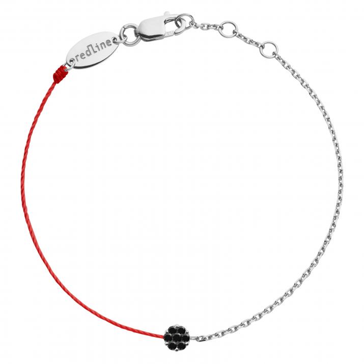 Pulsera hilo y cadena para mujer con 0.5ct de diamantes negros en oro blanco  - Redline - 0++