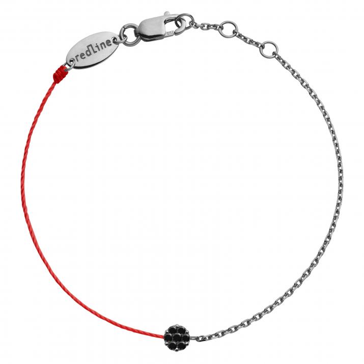 Pulsera hilo y cadena para mujer con 0.5ct de diamantes negros en oro negro - Redline