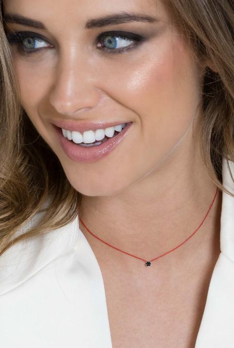 Collar de hilo para mujer con diamante negro de 0.05ct en oro blanco - Redline - 0++