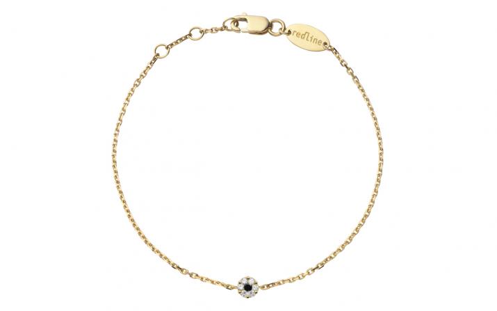 Chain bracelet with white diamonds and a black diamond in yellow gold cluster style setting - Redline - 0++