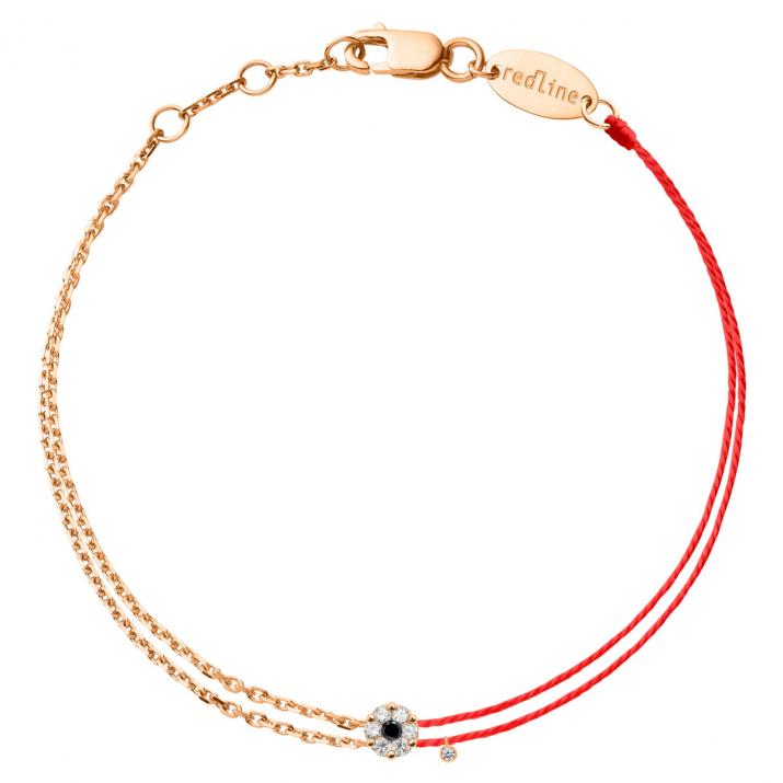 Pulsera de hilo y cadena en oro rosa con diamantes blancos y negro de 0,07 ct - Redline - 0++