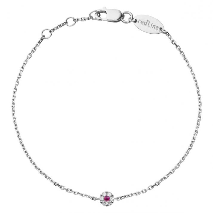 Chain Bracelet For Women with 0.05ct Round Diamond in White Gold Cluster Setting - Redline