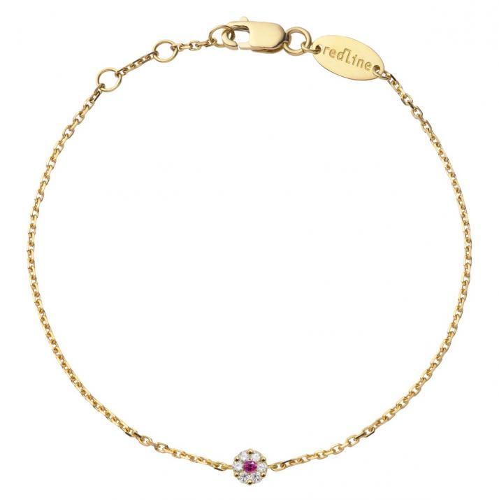 Chain Bracelet For Women with 0.05ct Round Diamond in Yellow Gold Cluster Setting - Redline