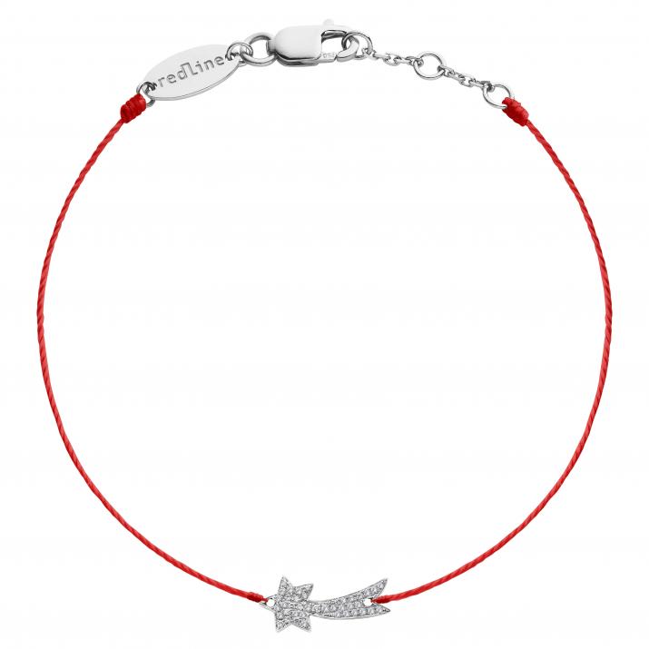 Pulsera en hilo con estrella fugaz en diamantes en oro blanco - Redline