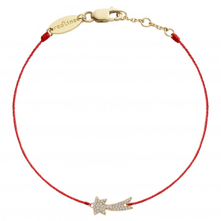 Pulsera en hilo con estrella fugaz en diamantes en oro amarillo - Redline