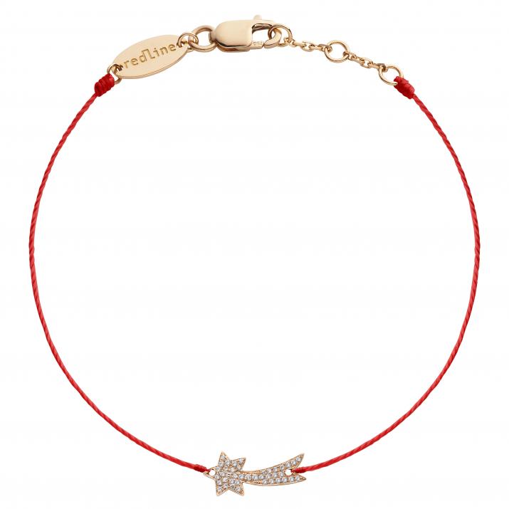 Pulsera en hilo con estrella fugaz en diamantes en oro rosa - Redline
