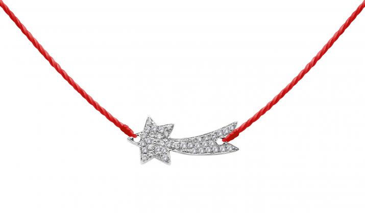 Collar en hilo con estrella fugaz en diamantes en oro blanco - Redline
