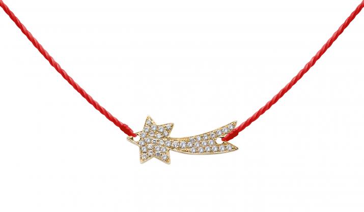 Collar en hilo con estrella fugaz en diamantes en oro rosa - Redline