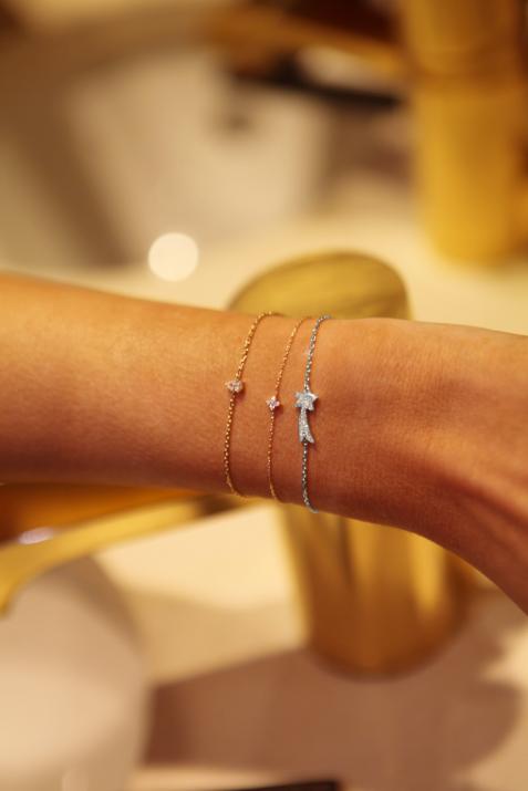 Pulsera en cadena con estrella fugaz en diamantes en oro blanco - Redline - 0++