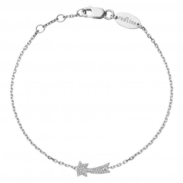 Pulsera en cadena con estrella fugaz en diamantes en oro blanco - Redline - 0++
