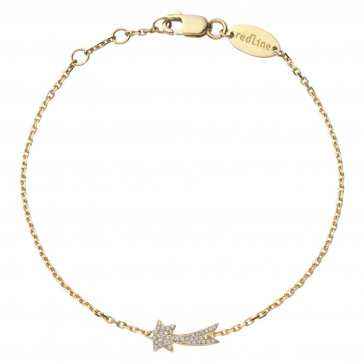 Pulsera en cadena con estrella fugaz en diamantes en oro amarillo - Redline - 0++