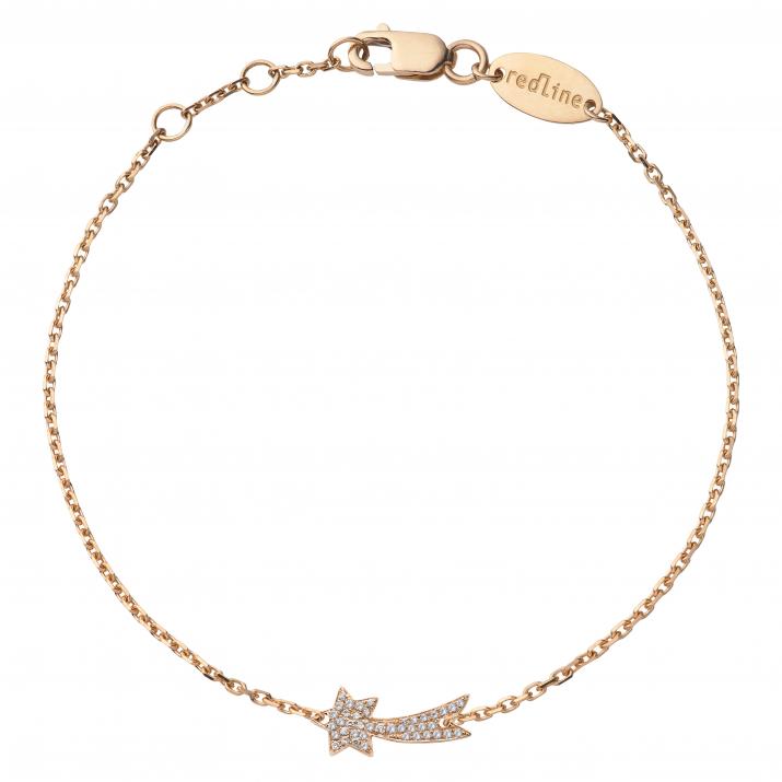 Pulsera en cadena con estrella fugaz en diamantes en oro rosa - Redline - 0++
