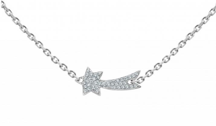 Collar en cadena con estrella fugaz en diamantes en oro blanco - Redline
