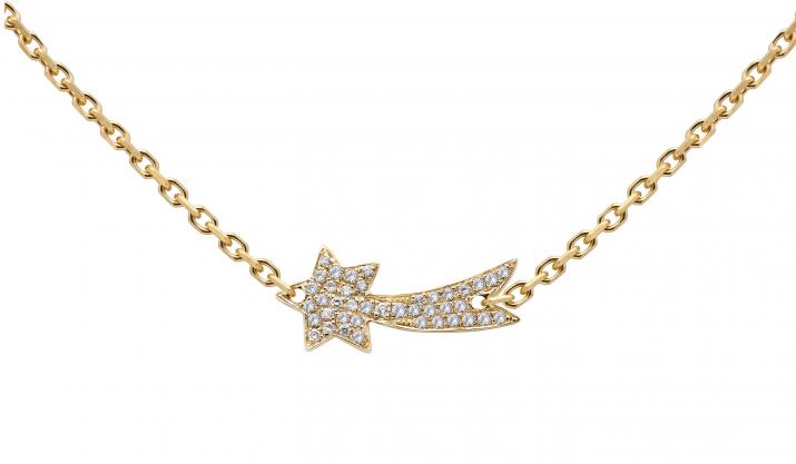 Collar en cadena con estrella fugaz en diamantes en oro amarillo - Redline