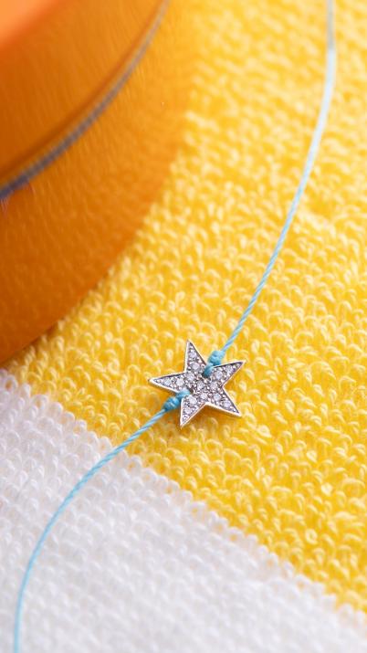 String bracelet with diamond-paved star in white gold - Redline - 0++