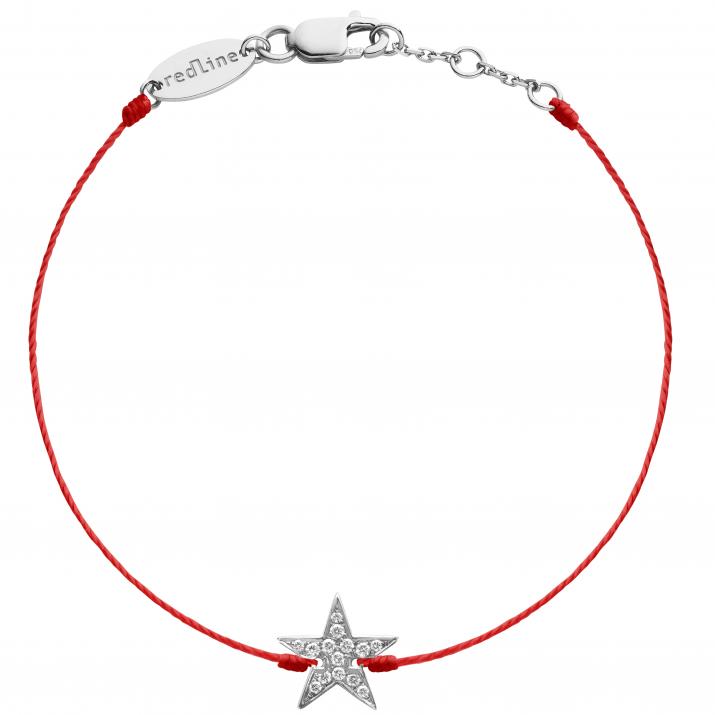 String bracelet with diamond-paved star in white gold - Redline - 0++
