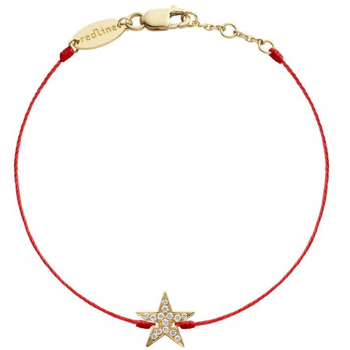 String bracelet with diamond-paved star in yellow gold - Redline - 0++